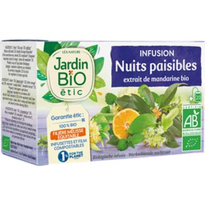 Infusion nuits paisibles bio,  Jardin Bio (20 sachets)
