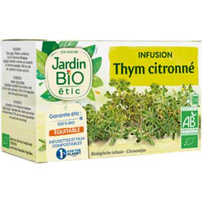 Infusion thym citronné bio,  Jardin Bio (20 sachets)