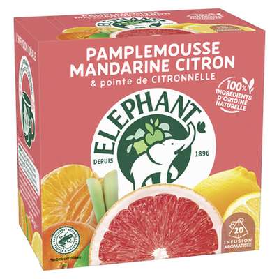 Infusion pamplemousse mandarine citron, Elephant (x 20 sachets)