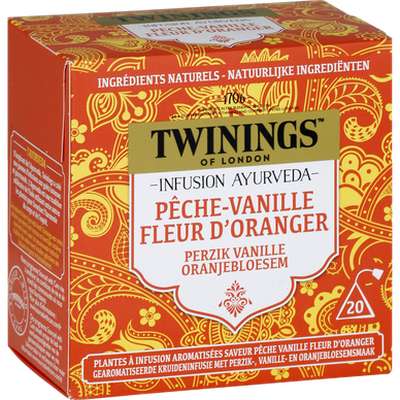 Infusion ayurveda vanille pêche fleur d'oranger, Twinings (x 20 sachets)