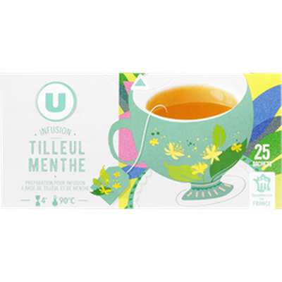 Infusion tilleul menthe, U (x 25 sachets)