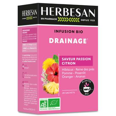 Infusion Drainante reine des prés  BIO, Herbesan (20 sachets)