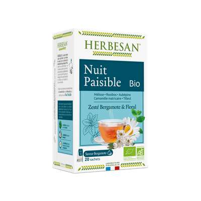 Infusion Nuit Paisible camomille BIO, Herbesan (20 sachets)