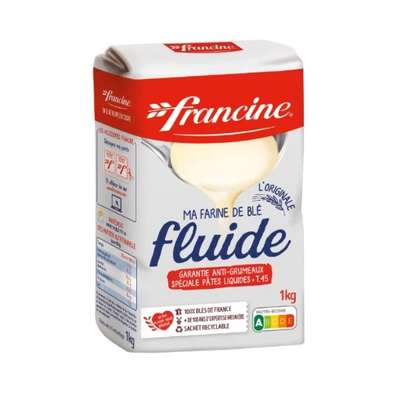 Farine de blé fluide T45 / Garantie anti-grumeaux, Francine (1 kg)