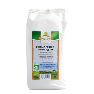 Farine de blé T55 BIO, Moulin des moines (1 kg)