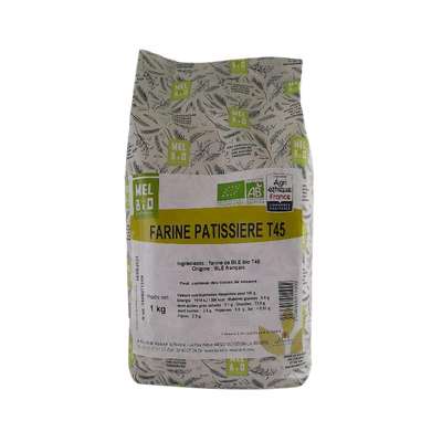 Farine de blé pâtissière T45 BIO, Melbio (1 kg)