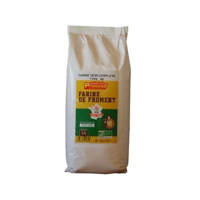 Farine de blé demi complète T80 BIO, Minoterie Prunault (1 kg)