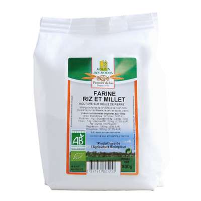 Farine de riz et millet pour intolérants au gluten BIO, Moulin des moines (500 g)