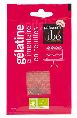 Gélatine alimentaire en feuilles BIO, Ibo (x 5 à 7 feuilles, 11 g)