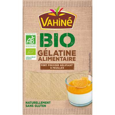 Gélatine alimentaire en feuilles BIO, Vahiné (x 6 feuilles)