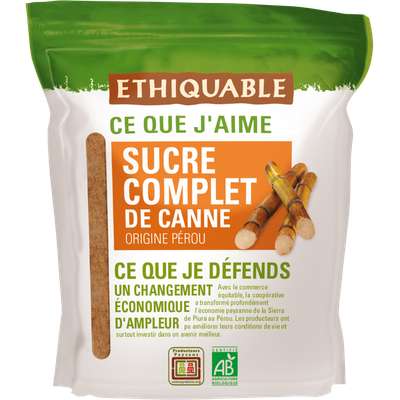 Sucre de canne complet en poudre Pérou BIO, Ethiquable (500 g)