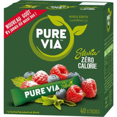 Stévia en sticks, Pure Via (x 40, 60 g)