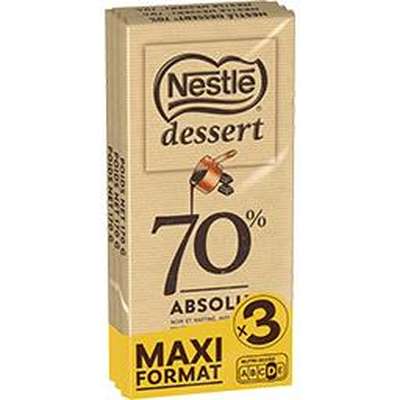 Chocolat noir absolu 70%, Nestlé dessert MAXI FORMAT LOT DE 3 (3 x 170 g)