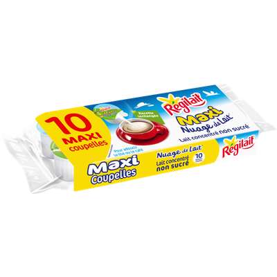 Nuage de lait concentré non sucré en maxi coupelles, Regilait (x 10, 140 g)