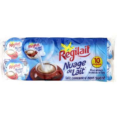 Nuage de lait concentré non sucré en dosette, Régilait (x 10, 7,5 g)