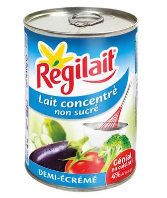 Lait concentré non sucré demi-écrémé, Régilait (410 g)