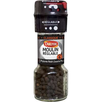 Moulin réglable poivre noir classique n° 6, Ducros (28 g)