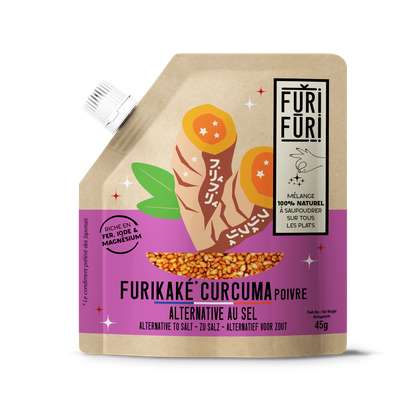 Furikaké Curcuma et poivre - Graines de sésame et algues de Bretagne, Furifuri (45 g)