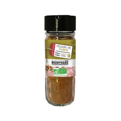 Cumin en poudre, flacon en verre BIO, Biodyssée (40 g)