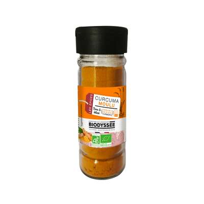 Curcuma moulu, flacon en verre BIO, Biodyssée (30 g)