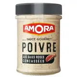 Sauce Gourmet poivre et baies roses concassées, Amora (188 g)