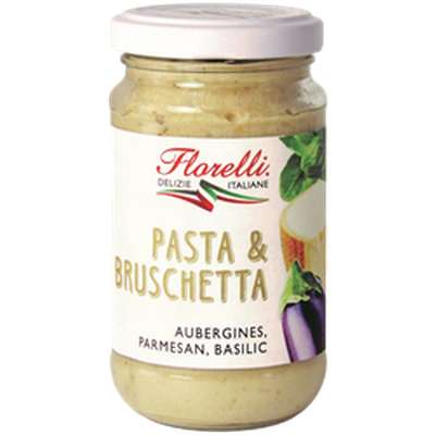 Sauce pasta & bruschetta aubergines parmesan basilic, Florelli (190 g)