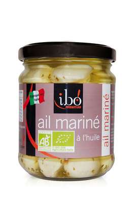 Ail mariné à l'huile BIO, Ibo (190 g)