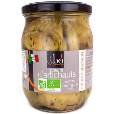 Coeur d'artichauts avec tige à l'huile BIO, Ibo (550 g)