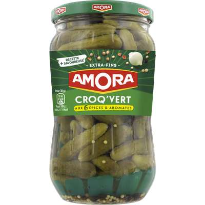 Cornichons Croq'vert Extra-fins, Amora (370 g)