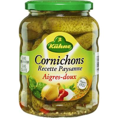 Cornichons aigres doux recette paysanne, Kuhne (360 g)