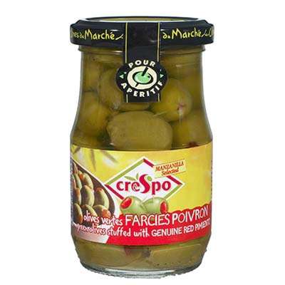 Olives vertes farcies aux poivrons, Crespo (21 cl)