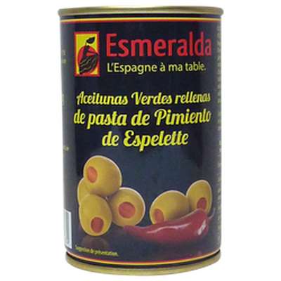 Olives vertes au piment d'Espelette, Esmeralda (120 g)