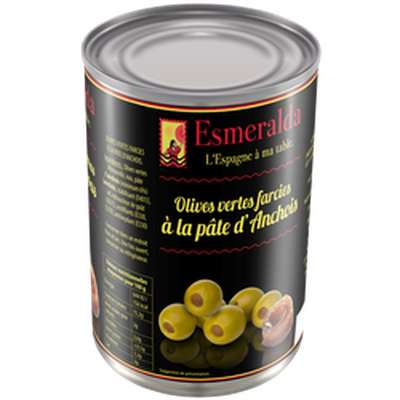 Olives farcies aux anchois, Esmeralda (130 g)