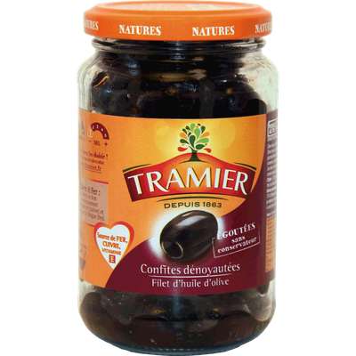 Olives noires confites denoyautées sans saumure, Tramier (150 g)