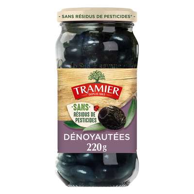 Olives noires à la grecque dénoyautées, Tramier (220 g)