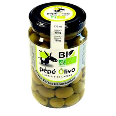 Olives vertes dénoyautées bio, Pepe Olivo (160 g)