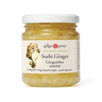 Gingembre mariné idéal avec les sushis poissons fumés dans les salades BIO, The Ginger People (190 g)