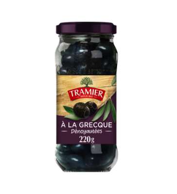 Olives noires à la grecque dénoyautées, Tramier (220 g)