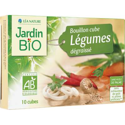 Bouillon cube dégraissé aux légumes BIO, Jardin Bio (x 10, 90 g)