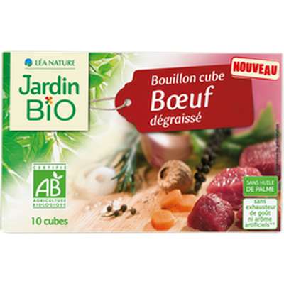 Bouillon cube de boeuf dégraissé BIO, Jardin Bio (x 10, 100 g)
