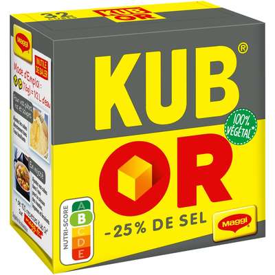 Bouillon en cubes -25% de sel kub or, Maggi (x 32, 122 g)