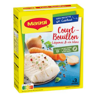 Court bouillon légumes et vin blanc en sachet, Maggi (3 x 50 g)