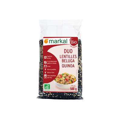Duo de lentilles beluga et quinoa, Markal BIO (500 g)