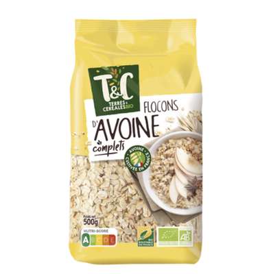 Flocons d'avoine BIO, Terre & Céréales (500 g)
