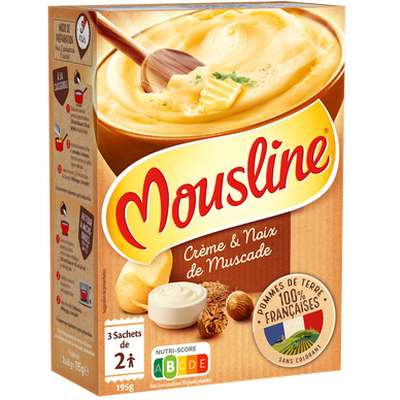 Purée à l'ancienne crème et pointe de noix de muscade Mousline, Maggi (x 3 sachets, 195 g)