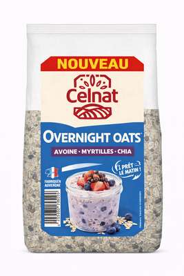 Overnight oats porridge myrtilles BIO, Celnat (300 g)