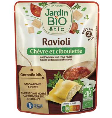Ravioli au chèvre et à la ciboulette bio, Jardin BIO (250 g)