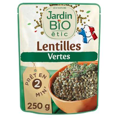 Lentilles vertes cuisinées BIO, Jardin Bio (250 g)