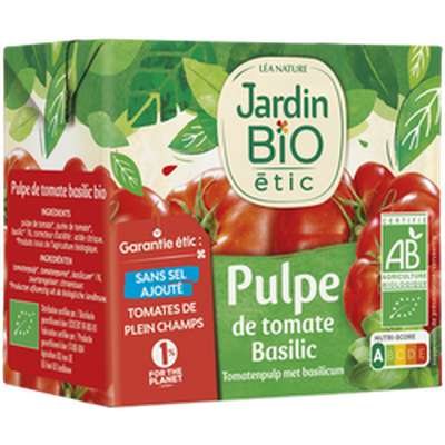 Pulpe de Tomate et Basilic BIO, Jardin Bio (500 g)