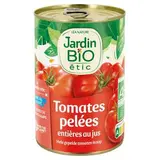 Tomates pelées entières au jus sans sel ajouté BIO, Jardin Bio (240 g)